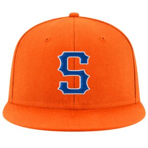 Custom Orange Royal-White Stitched Adjustable Snapback Hat